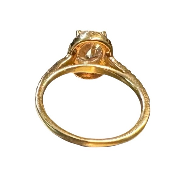 Rose Gold Over Sterling CZ Halo Ring - Picture 8 of 9